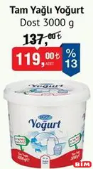 DOST TAM YAĞLI YOĞURT 3000 G